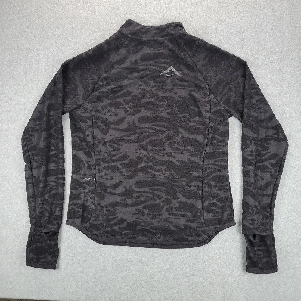 Nike Trail Running Quarter Zip Pullover Womens L Burnout Textured Camo Thumb‎